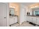 Bathroom features dual sinks with granite countertops and tiled flooring at 120 Hornbeam Ln, Mooresville, NC 28117