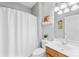 Bathroom featuring a shower, modern vanity, and a clean, contemporary design at 127 Oxford Dr, Mooresville, NC 28115