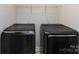 Modern laundry room features a front load washer and dryer and shelf for storage at 1814 Shumard Ln, Charlotte, NC 28205