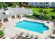 Aerial view of community pool and sundeck with plenty of lounge chairs at 18840 Nautical Dr # 57, Cornelius, NC 28031