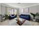 Bright living room featuring stylish blue sofas, neutral walls and large windows with natural lighting, offering a cozy space at 311 Glenn Allen Rd, Mooresville, NC 28115