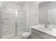 Modern bathroom with a glass shower, sleek vanity, and stylish fixtures, providing comfort and convenience at 3309 Colorado Blue Ct, Gastonia, NC 28056