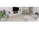 Bright living room features an electric fireplace, flatscreen tv, gray sectional and multiple plants at 3309 Colorado Blue Ct, Gastonia, NC 28056