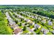 Aerial view of a neighborhood with lush green trees and well-maintained homes under a sunny sky at 10071 Highland Creek Cir, Indian Land, SC 29707