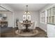 Bright dining room featuring a round table with seating for four and a stylish chandelier at 1024 Eaglewood Ave, Charlotte, NC 28212