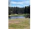 Picturesque lake in the park with an American flag visible, offering a peaceful setting for recreation at 12889 Clydesdale Dr # 59, Midland, NC 28107