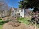 A spacious backyard featuring lush greenery, a wooden deck, and vibrant flowering trees at 20313 Queensdale Dr, Cornelius, NC 28031