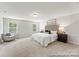 A spacious main bedroom featuring neutral carpet, and bright windows offering wooded views at 2308 Bulwarks Ct # 8P, Albemarle, NC 28001