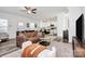 Open concept living room featuring modern furnishings and a seamless flow to the kitchen at 5524 Howard St, Charlotte, NC 28269