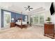 Luxury main bedroom featuring a tray ceiling, canopy bed, and bright windows at 615 Vega Nw St, Concord, NC 28027