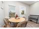 Cozy dining area with a round table, wicker chairs, and a view of the backyard at 619 N Skyland Dr, Mount Pleasant, NC 28124