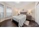 Cozy bedroom featuring hardwood floors, soft lighting, and a neutral color palette at 7909 Parknoll Dr, Huntersville, NC 28078