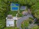 Overhead shot of community amenities including tennis courts, basketball court, and pool at 9009 Stourbridge Dr, Huntersville, NC 28078