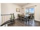 Dining area with modern table, chairs, and sliding glass door to outdoor area at 108 Helm Ln, Mooresville, NC 28117