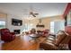 Inviting living room features hard wood floors, a fireplace, and comfortable seating at 108 N Oakwood Dr, Kings Mountain, NC 28086