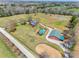 Aerial view showcasing the home, pool, barn, horse arena, and expansive property at 1790 Faires Rd, Rock Hill, SC 29730