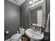 Stylish powder room with modern fixtures, sink with vanity, providing convenience for guests at 4127 Stacy Blvd, Charlotte, NC 28209