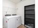 This laundry room is equipped with a new washer and dryer, as well as shelving at 5013 Dunsford Dr, Denver, NC 28037