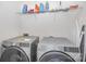 Convenient laundry room with side-by-side washer and dryer hookups and storage shelves for supplies at 758 Waterscape Ct, Rock Hill, SC 29730