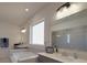 Bright bathroom featuring soaking tub, shower, double sink, white countertops, and large mirror at 9786 Verdun Ct, Fort Mill, SC 29707