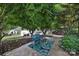 Outdoor living space with a comfortable seating area, an area rug, and lush greenery creates a serene retreat at 1569 Benjamen Latrobe Cir, Fort Mill, SC 29708