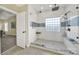 Updated bathroom showcasing a glass enclosed shower with a tiled accent wall at 1569 Benjamen Latrobe Cir, Fort Mill, SC 29708