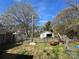 Spacious backyard surrounded by mature trees and a chainlink fence at 1632 Browns Ave, Charlotte, NC 28208