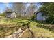 Backyard view with shed, with green grass at 512 Washington St, Cramerton, NC 28032