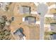 Bird's-eye view showcasing the property's shed, solar panels, landscaping, and the neighborhood layout at 815 Foxmeade Ct, Salisbury, NC 28144