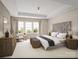 Serene main bedroom with tray ceiling, carved headboard, and large windows offering a tranquil retreat at 8947 Nettleton Ave, Charlotte, NC 28215