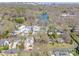 Neighborhood aerial view with lake and city skyline showcasing location and nearby amenities at 1623 Geneva Ct, Charlotte, NC 28209