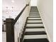 Staircase with dark treads and white risers and banister at 13024 Suncreek Ter, Charlotte, NC 28214