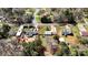 Aerial view of a property with a large lot, small outbuildings and mature trees at 111 Cedar Dr, Salisbury, NC 28147