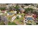 Aerial view of the property showcasing the house, yard, surrounding neighborhood and a pool at 111 Cedar Dr, Salisbury, NC 28147