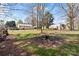 Lush backyard featuring mature trees, a utility shed and above ground pool, offering serene views at 111 Cedar Dr, Salisbury, NC 28147