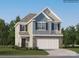 Charming two-story home featuring stone accents, blue siding, and a two-car garage at 1816 Otter Perch Ln, Fort Mill, SC 29715