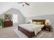 Bright bedroom featuring a vaulted ceiling, ceiling fan, and neutral decor at 1911 Kingstree Dr, Monroe, NC 28112