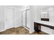 Bathroom featuring a glass shower and vanity with countertop at 7314 Rupell Dr, Charlotte, NC 28273