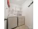 A bright laundry room featuring a modern washer and dryer, and functional shelving at 113 Burlingame Ct # C, Mooresville, NC 28117