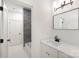 Bright bathroom featuring a vanity and walk-in shower with gray tiling and black fixtures at 1465 Highcrest Way, Rock Hill, SC 29730