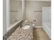 Bathroom featuring granite countertop vanity, toilet, mirror, and shower/tub combination at 15827 Arabian Mews Ln, Charlotte, NC 28278