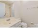 Modest bathroom featuring a combination shower/tub and single vanity at 3701 Teaberry Ct, Charlotte, NC 28227