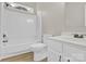 Bathroom with bathtub and shower combination and single sink vanity at 5923 Carriage Oaks Dr, Charlotte, NC 28262