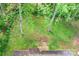 Aerial view of a large backyard featuring mature trees and green grass at 6628 Cool Water Ct, Charlotte, NC 28215