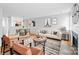 Bright living room with a fireplace, modern decor, and lots of comfortable seating at 7707 Petrea Ln, Charlotte, NC 28227
