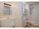 Bathroom featuring a single vanity sink and walk-in shower at 1017 Village Green Ln, Rock Hill, SC 29730