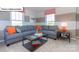 Inviting living room featuring a large gray sofa, and well-placed decor at 1049 Merganser Way, Indian Trail, NC 28079