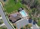 The community pool and common areas are captured in this aerial shot at 1128 Avalon Pl, Matthews, NC 28104