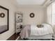 Cozy bedroom with neutral decor, a decorative bookshelf, and soft lighting at 1519 Arcadia Bluff Dr, York, SC 29745