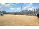 Large backyard with a black fence, grass lawn, and trees in the background at 16200 Winfield Hall Dr, Charlotte, NC 28273